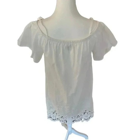 Madewell sundress cold shoulders white with embroidered lace bottom size medium - Picture 9 of 11